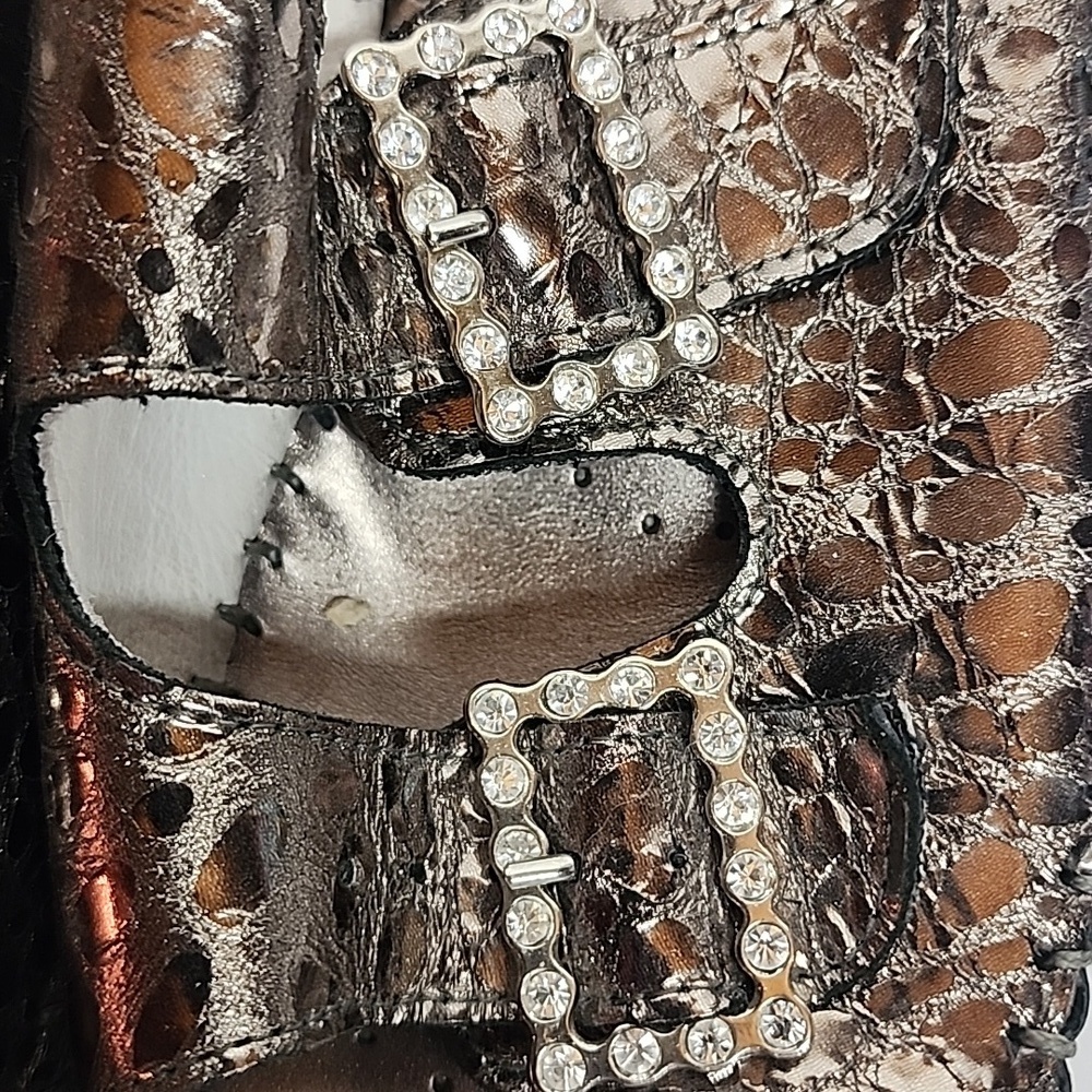 LA PLUME Made In Italy Leather Women's Metallic Slide Sandals Sz 39/US 8/8.5 - Picture 3 of 10